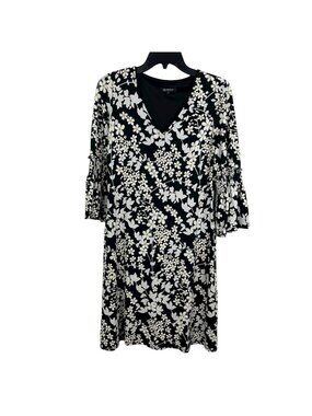 Glamour Women V-Neck Floral Bell Sleeve Dress Size 6